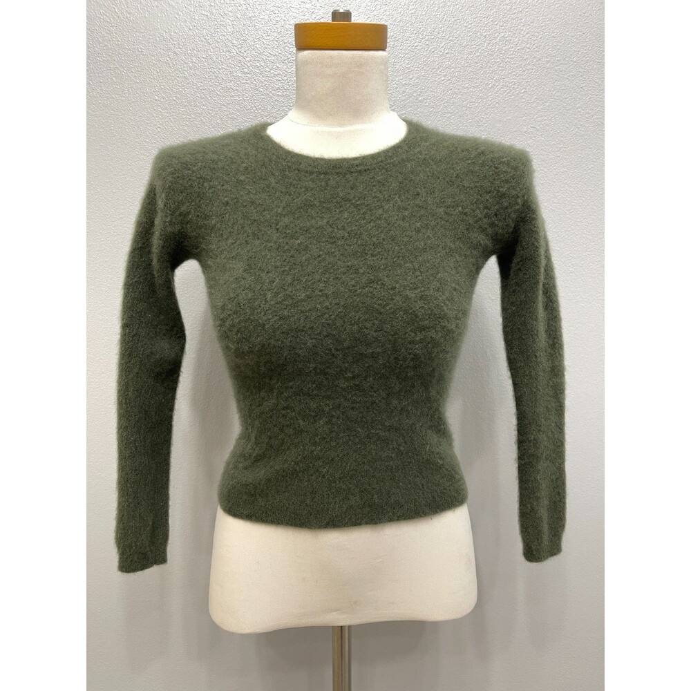 Kier + J Sweater X-Small Small Medium Olive Green 100% Cashmere